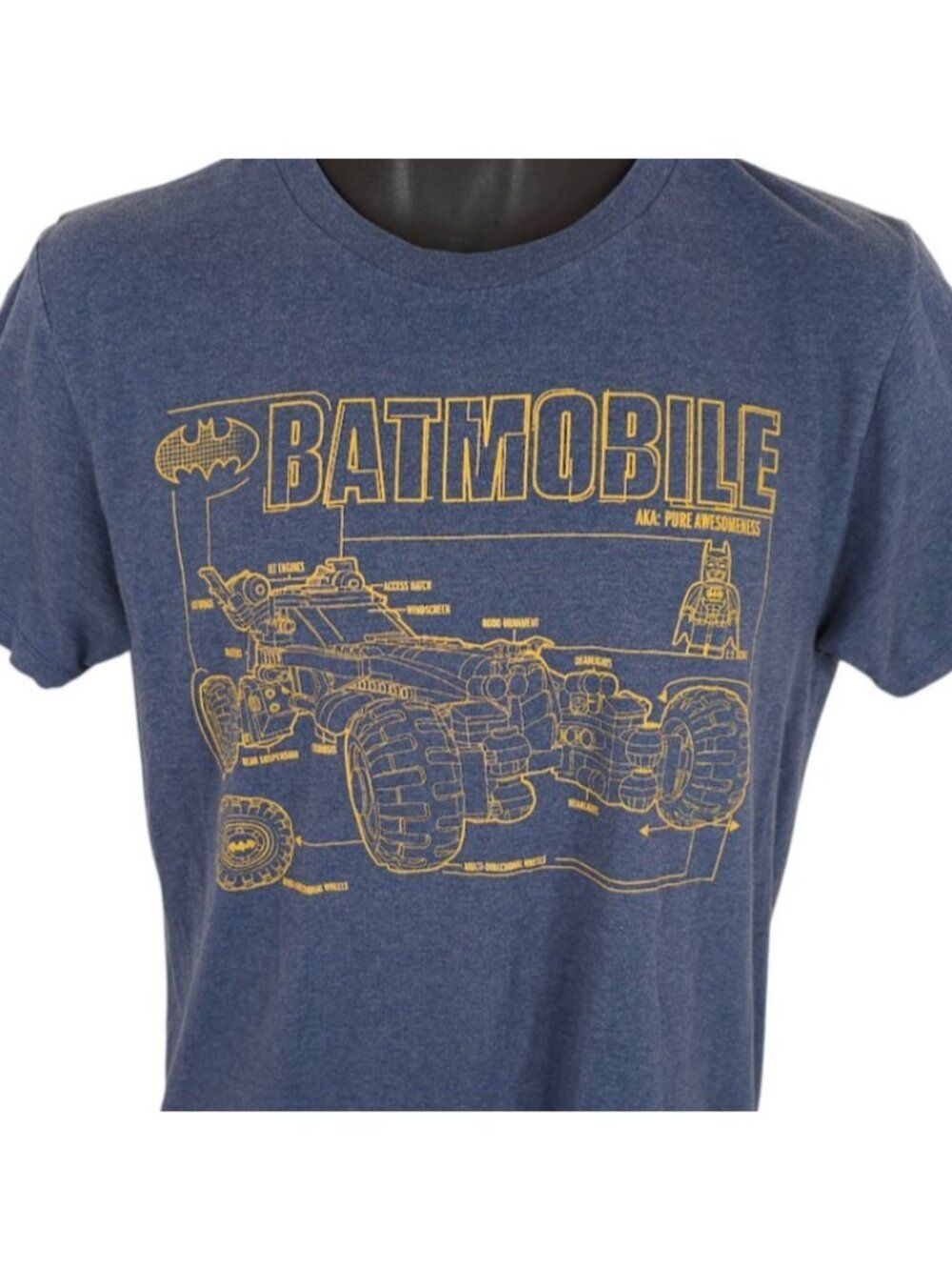Batmobile T Shirt Mens Size Small Blue The Lego Batman Movie DC Comics